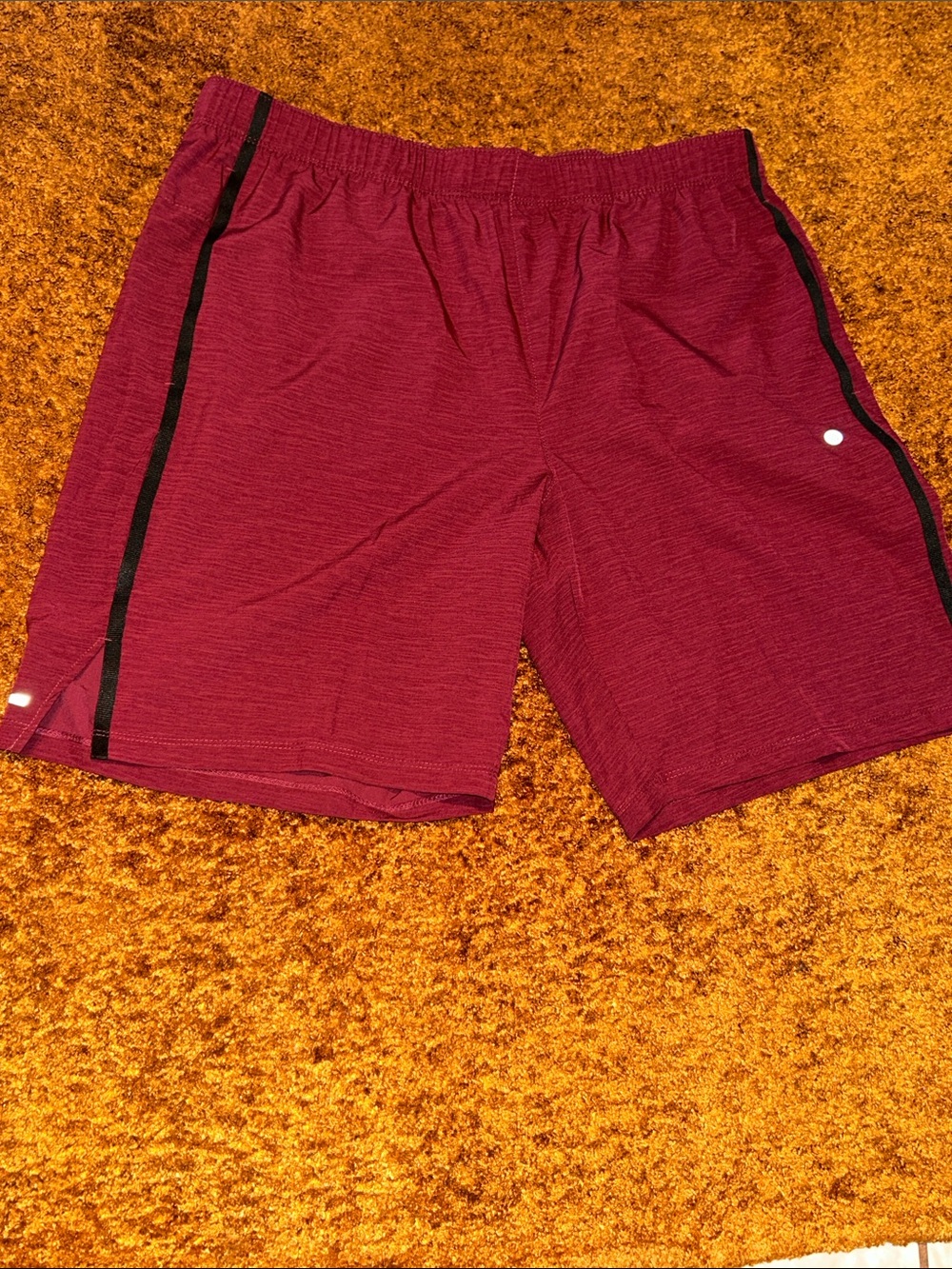 Men's Maroon Athletic Training Shorts with Side Stripe